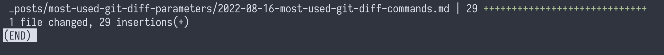 Git diff stat command output